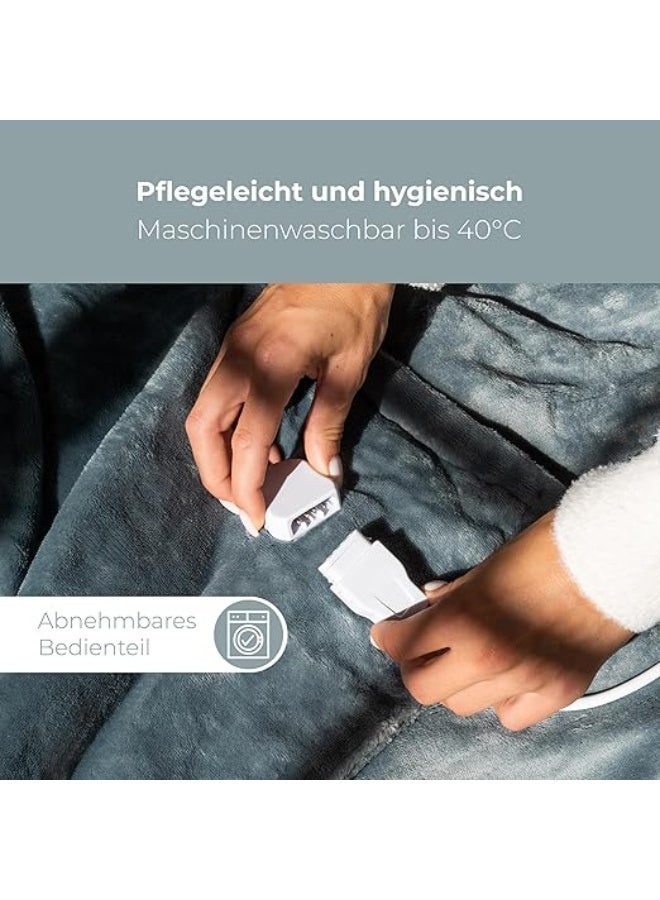 بطانية كهربائية بتكنولوجيا التسخين السريع - 10 مستويات حرارة قابلة للتعديل ومؤقت ذكي من 1 إلى 9 ساعات - بطانية تدفئة ناعمة وقابلة للغسل في الغسالة - Image 2